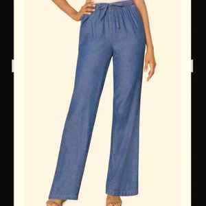 Linea Donna blue chambray wide leg pull on pants, size 1X